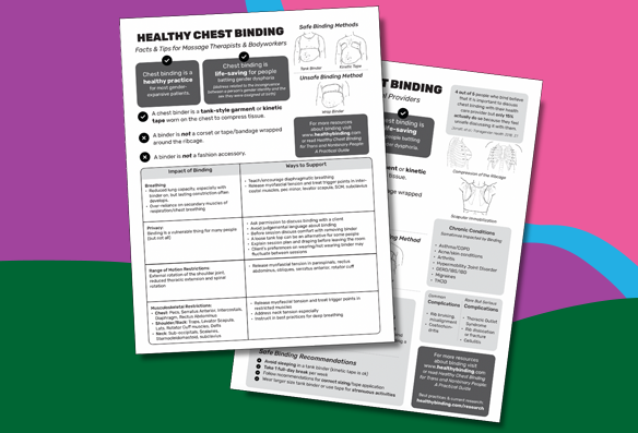 Healthy Binding Info Cards: Printable facts and tips for medical providers, coaches, teachers, massage therapists, physical therapists, and more